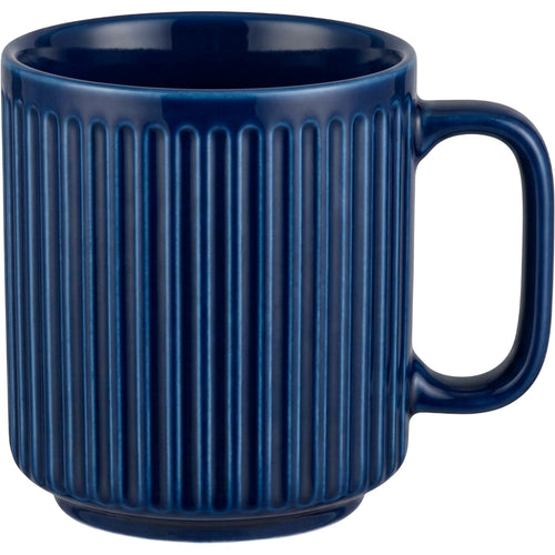 Plvx Vertical-Rib Ceramic Mug 420 ml Deep Blue - Product view