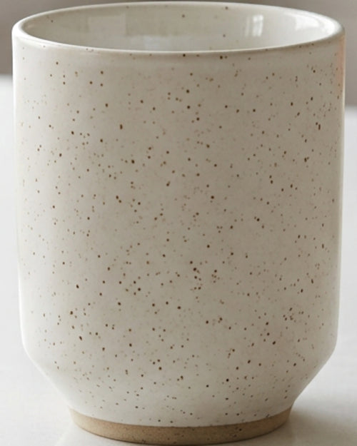 Plvx Speckled Stoneware Tumbler 350 ml Warm White - Lifestyle view